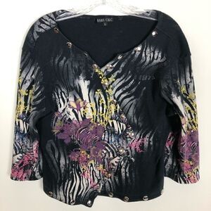 Boho Chic Animal Print Zebra Top - Size Large